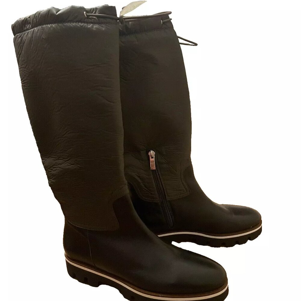 NEW AQUATALIA Marlo Nylon Leather Weatherproof Boots Olive Black Sz 6.5 $595